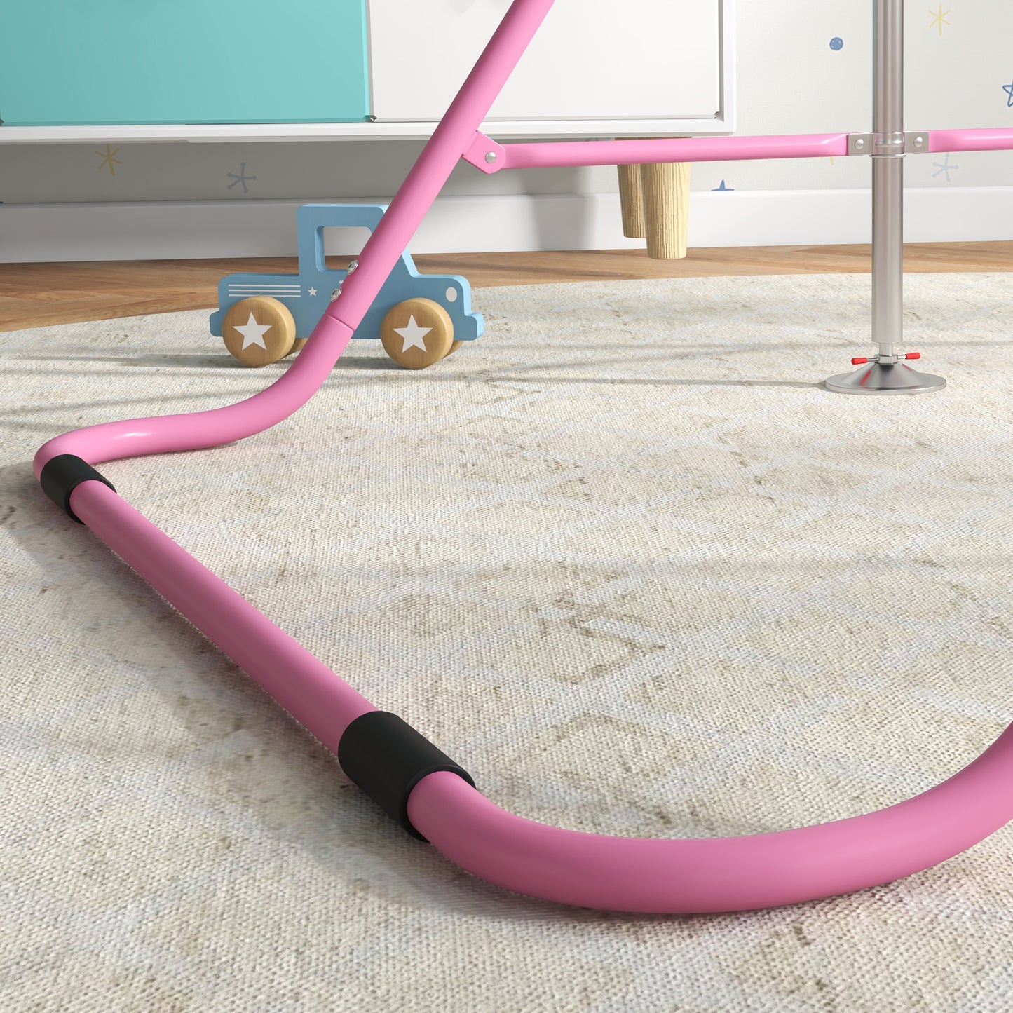 Homcom Barra De Gimnasia Artística Plegable Altura Ajustable Rosa_3