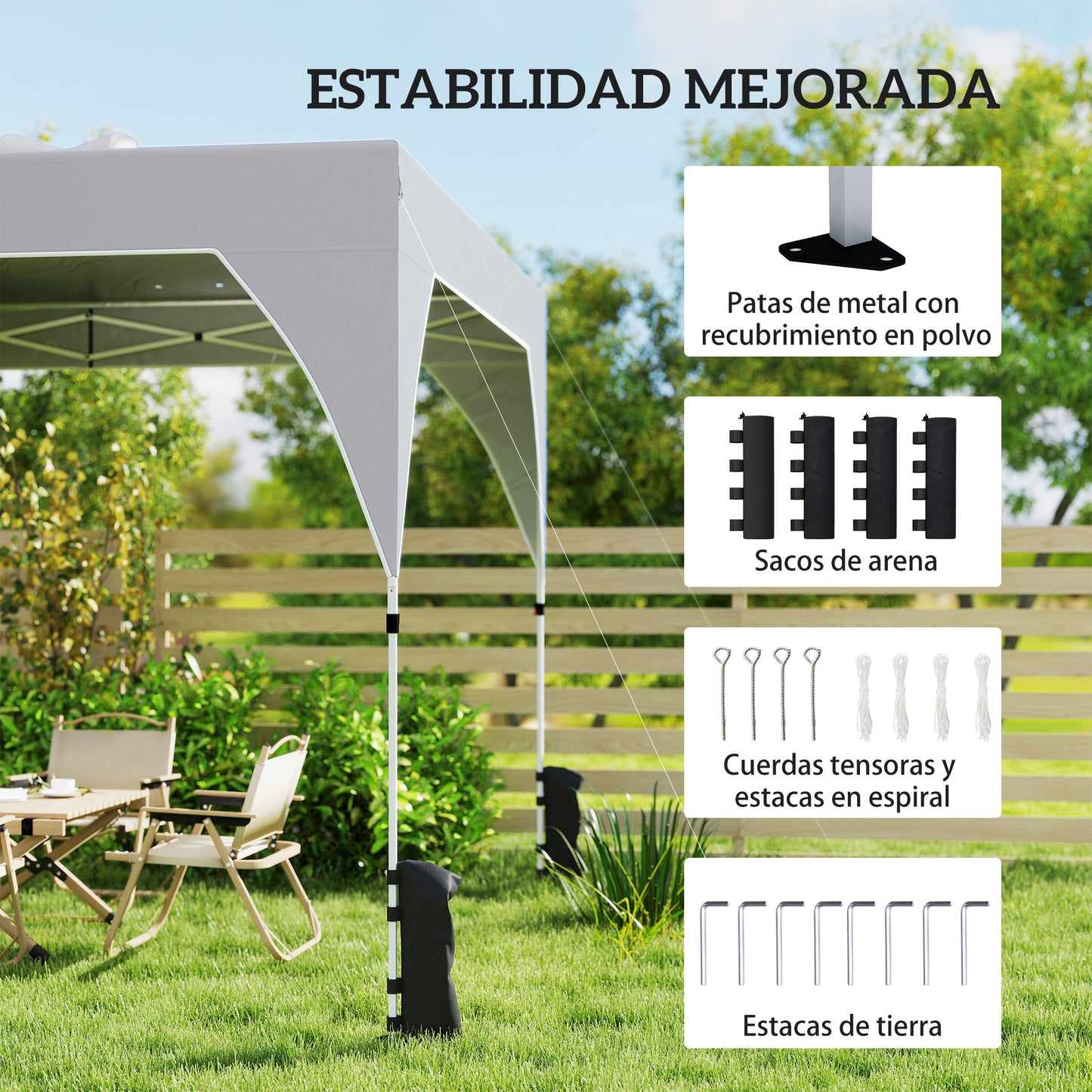 Outsunny Carpa Plegable Pop-up 3x3 M Con Bloqueo Central Altura Ajustable_5