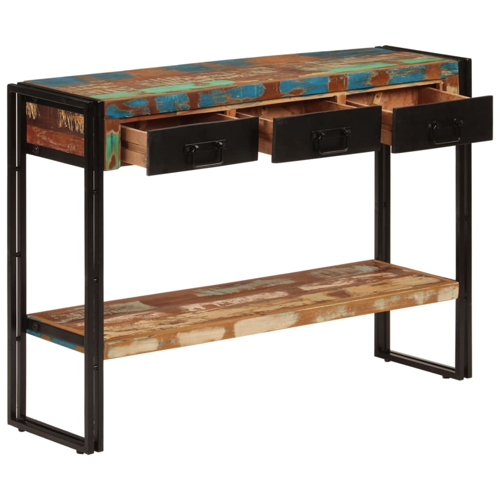 Mesa Consola Madera Maciza Reciclada 110x30x76 Cm_4