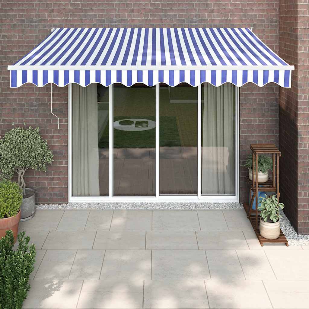 Toldo Retráctil Automático Azul Y Blanco 3,5x2,5 M_1