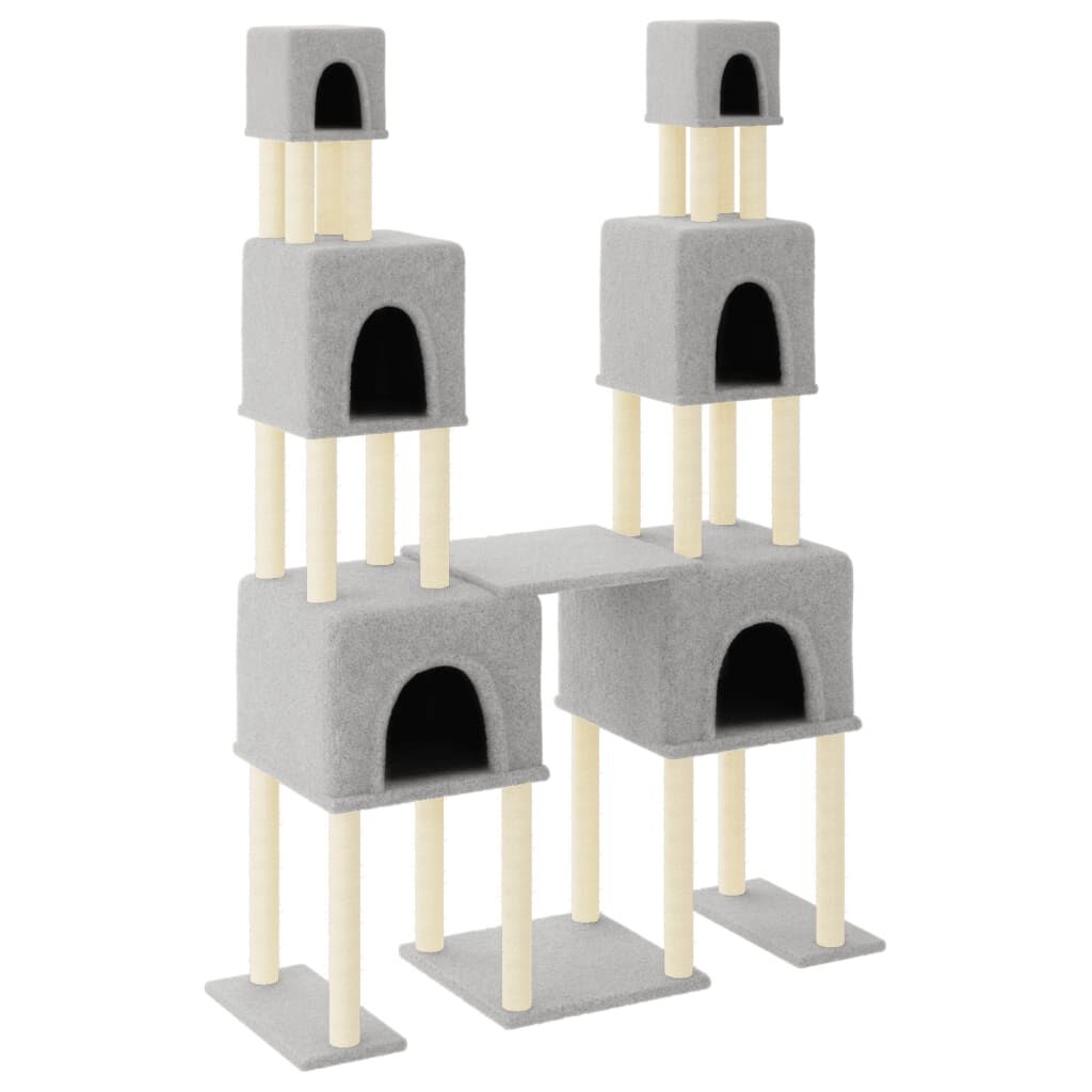 Vidaxl Rascador Para Gatos Con Postes De Sisal Gris Claro 199 Cm_0