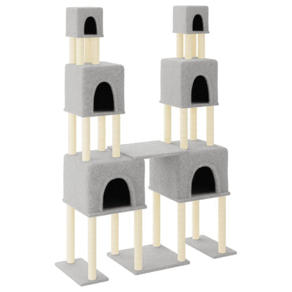 Vidaxl Rascador Para Gatos Con Postes De Sisal Gris Claro 199 Cm_0
