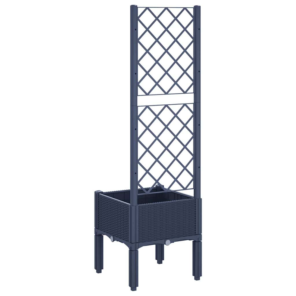 Jardinera Con Enrejado Pp Azul Gris 40x40x142 Cm_4