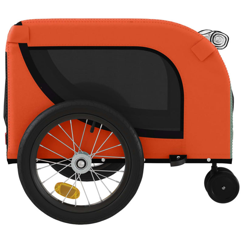 Vidaxl Remolque De Bicicleta Mascotas Hierro Tela Oxford Naranja Negro_5