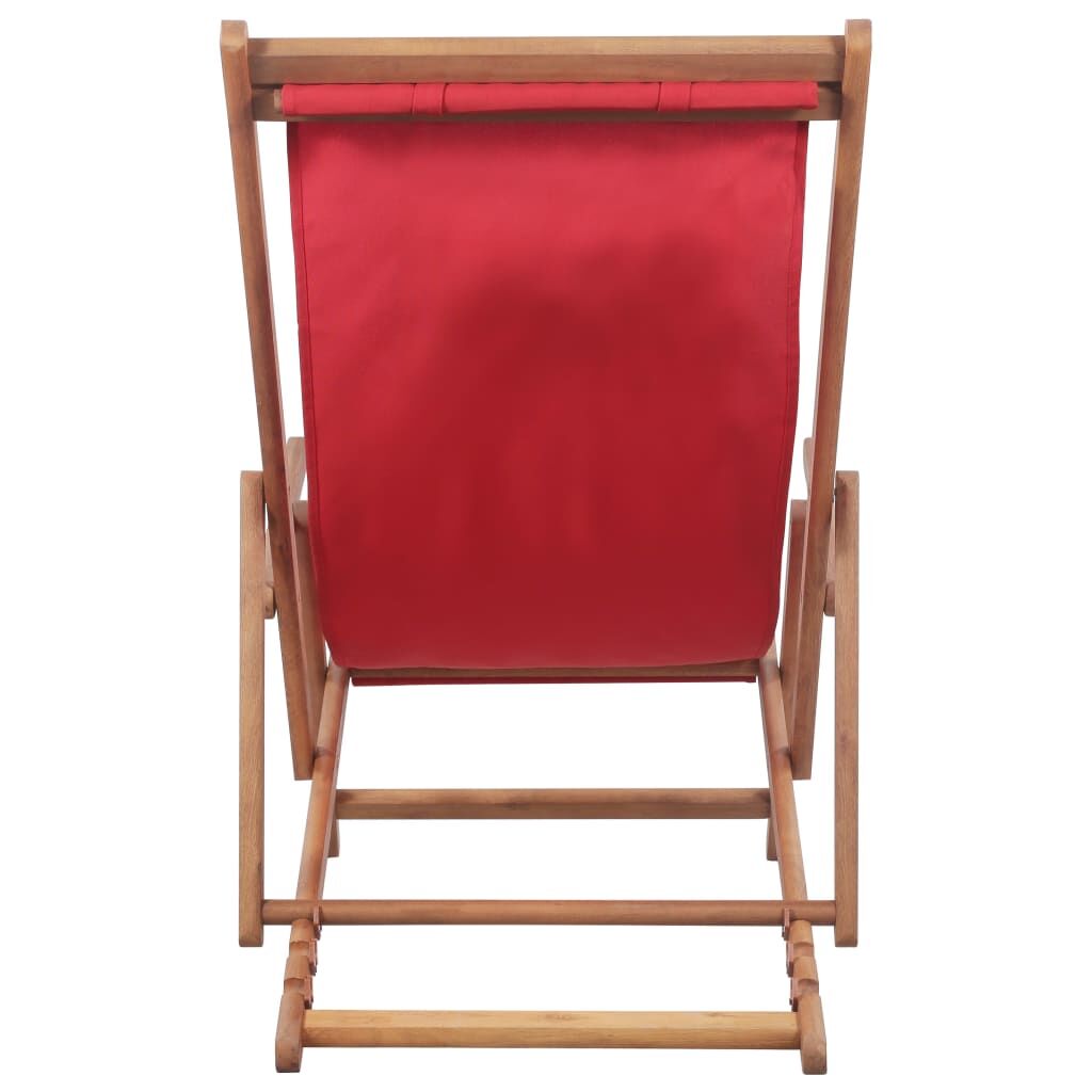 Vidaxl Silla De Playa Plegable De Tela Y Estructura De Madera Roja_3