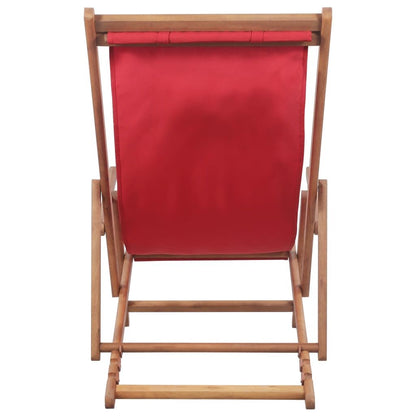 Vidaxl Silla De Playa Plegable De Tela Y Estructura De Madera Roja_3