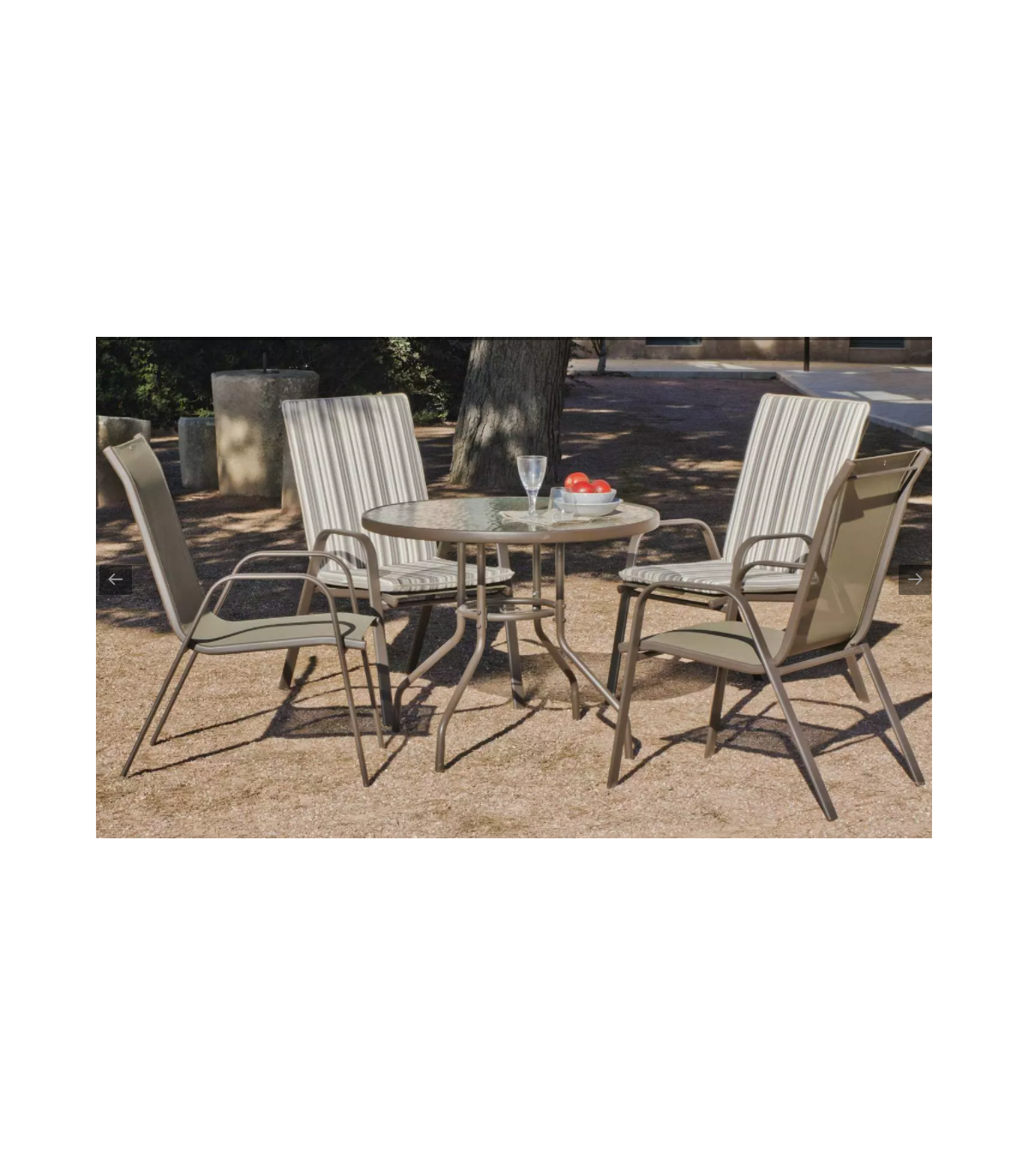 Pack De 4 Sillones Acero/textilen Macao-3 Apilables Bronce. 94 Cm(alto) 54 Cm(ancho)84 Cm(_2