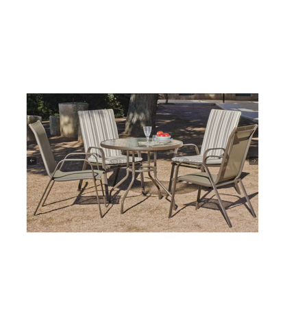Pack De 4 Sillones Acero/textilen Macao-3 Apilables Bronce. 94 Cm(alto) 54 Cm(ancho)84 Cm(_3