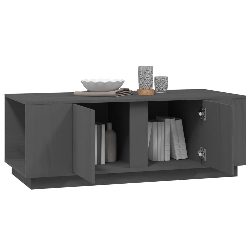 Mesa De Centro De Madera Maciza De Pino Gris 110x50x40 Cm_2