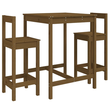 Vidaxl Mesa Y Taburetes Altos De Jardín 3 Pzas Madera Pino Marrón Miel_0