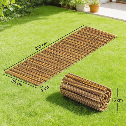 Outsunny Camino De Jardín De Madera 120x38 Cm Para Exteriores Carbonizado_2