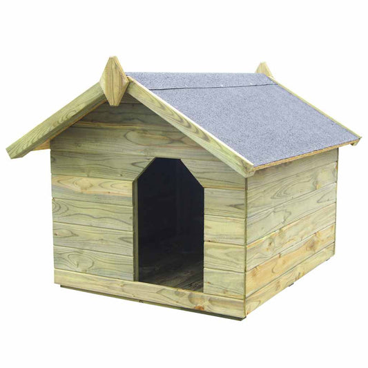Vidaxl Casa De Perros De Jardín Tejado Abierto Madera Pino Impregnada_0