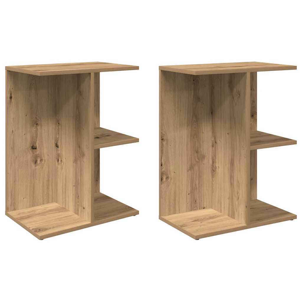 Mesita Noche 2 Uds Madera Ingeniería Roble Artisan 46,5x29x61cm_0