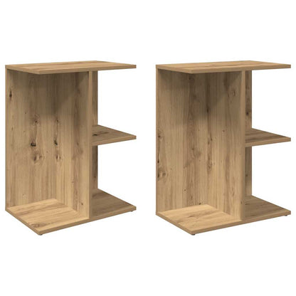 Mesita Noche 2 Uds Madera Ingeniería Roble Artisan 46,5x29x61cm_0