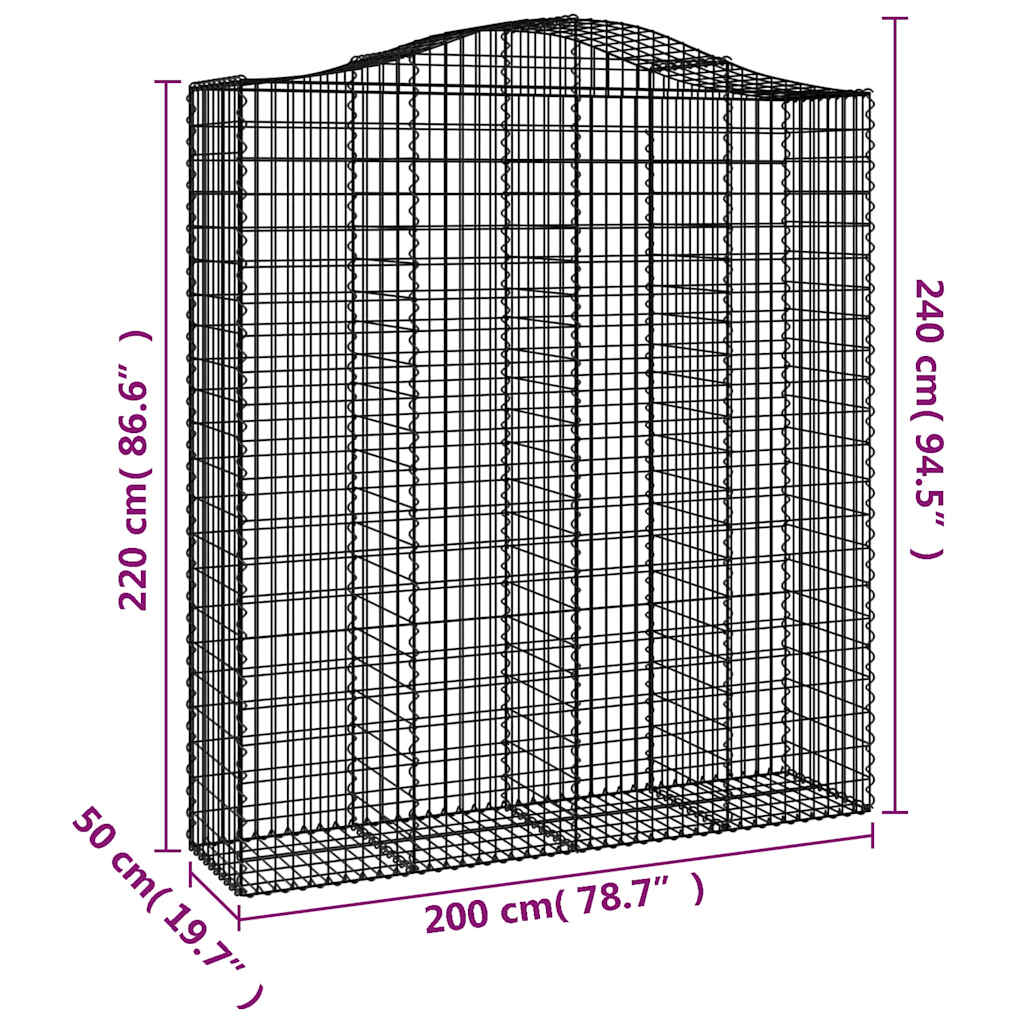 Cestas De Gaviones 7 Uds Forma De Arco Hierro 200x50x220/240 Cm_5
