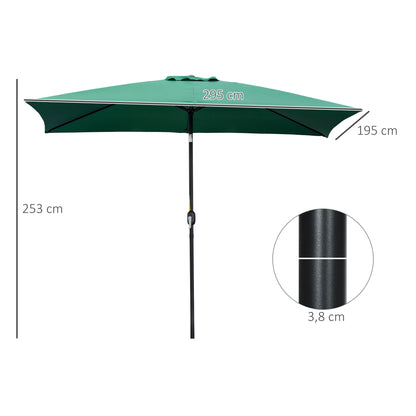Outsunny Sombrilla Jardín Aluminio 2x3x2,5 M Inclinable Con Manivela Verde_2