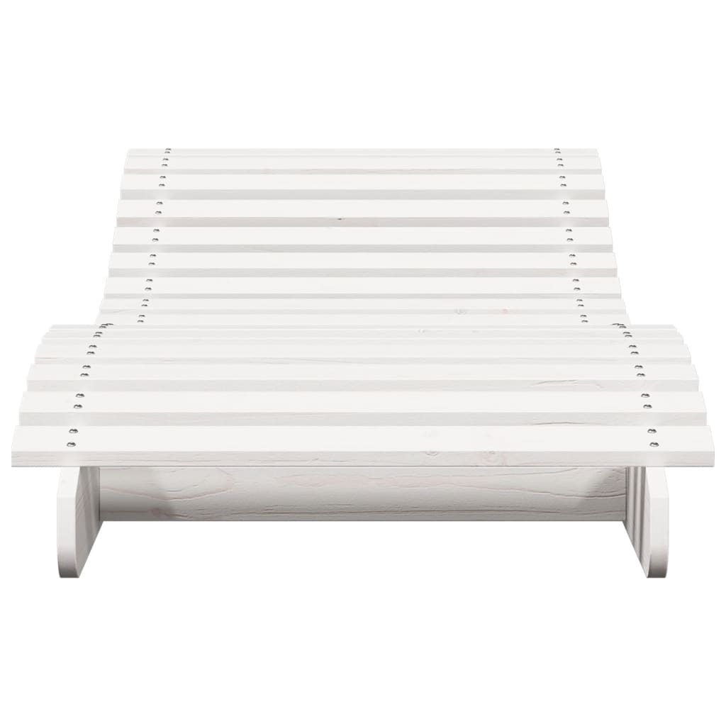 Tumbona De Madera Maciza De Pino Blanca 205x70x31,5 Cm / Vetonek_3