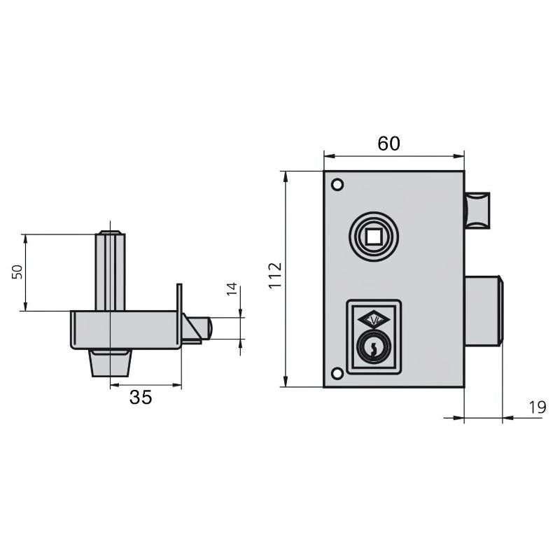 Cerradura Cvl 156b/60/he Derecha_1