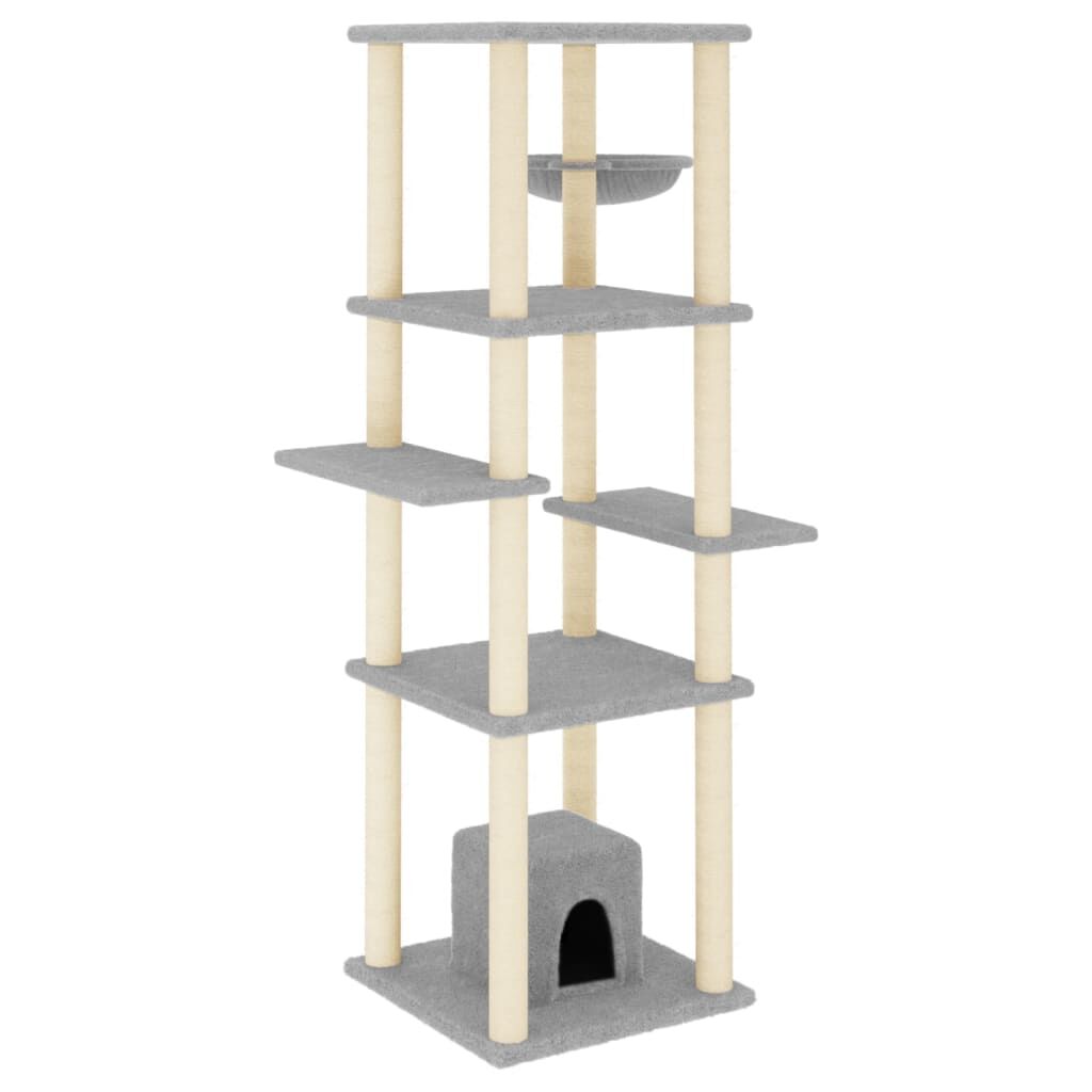 Vidaxl Rascador Para Gatos Con Postes De Sisal Gris Claro 154 Cm_0