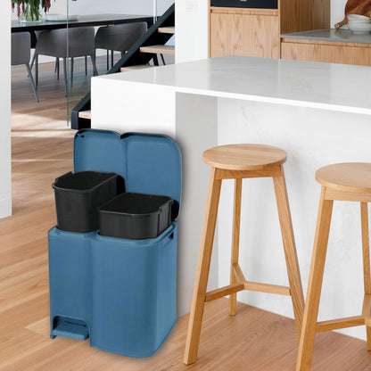 Cubo De Reciclaje patty2 Con Dos Compartimentos Y Cubos Extraibles Color Azul_3