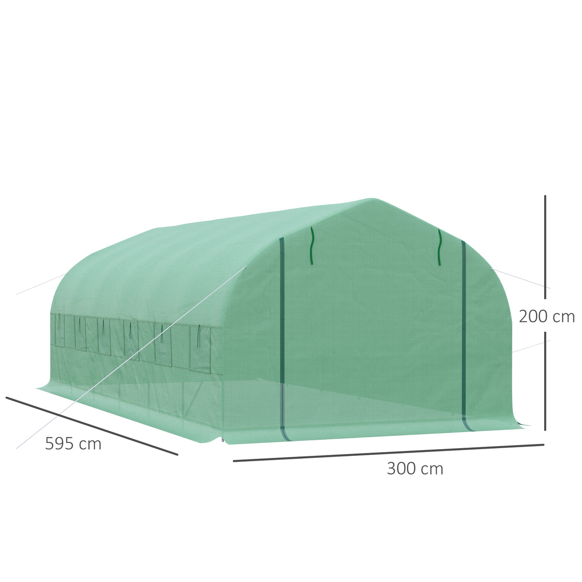Invernadero De Túnel Con 12 Ventanas Outsunny 595x300x200 Cm Verde_2