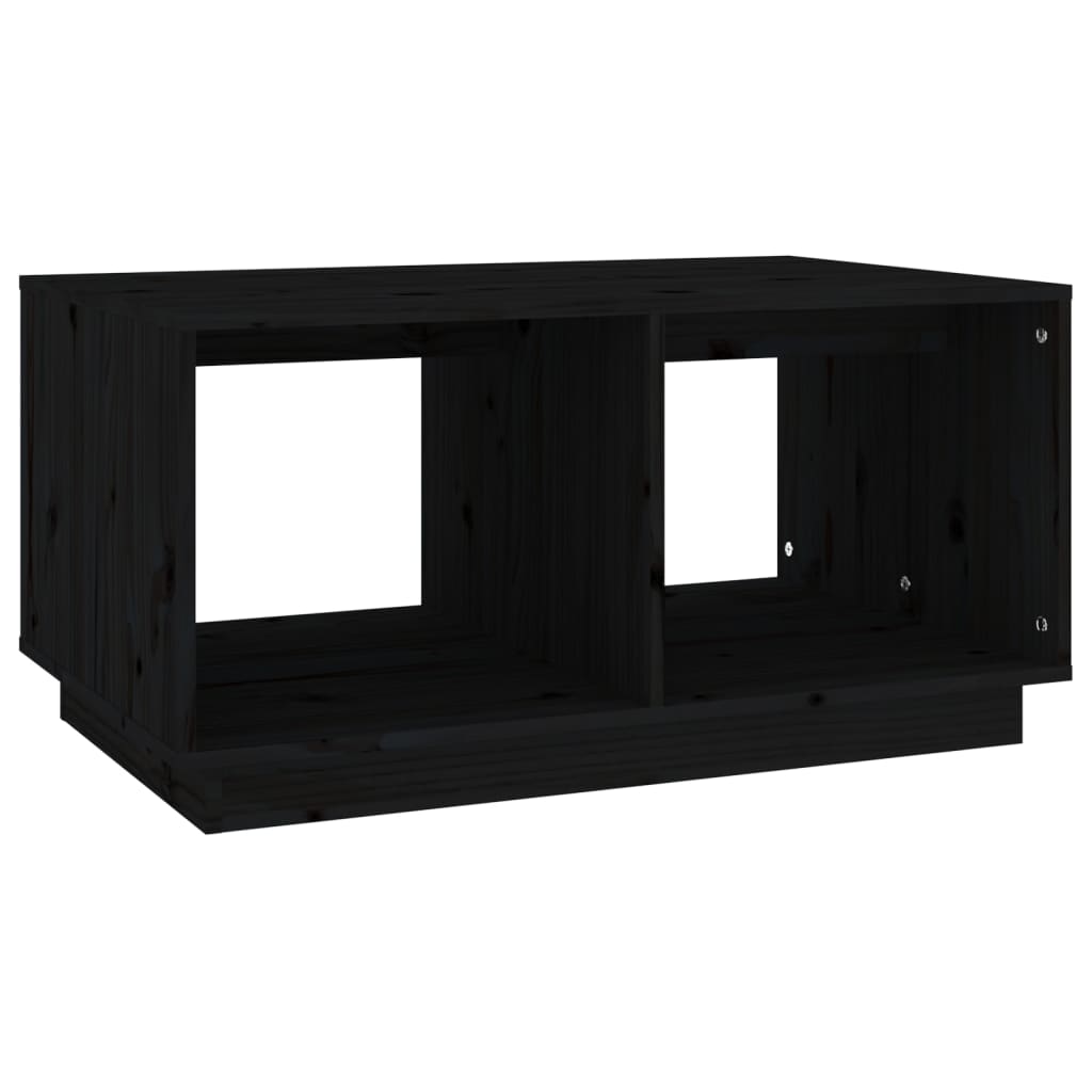 Mesa De Centro Madera Maciza De Pino Negro 80x50x40 Cm_0
