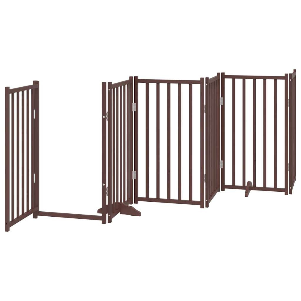 Vidaxl Puerta De Perros Plegable 15 Paneles Madera Álamo Marrón 750 Cm_3