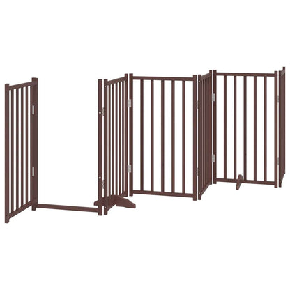 Vidaxl Puerta De Perros Plegable 15 Paneles Madera Álamo Marrón 750 Cm_3