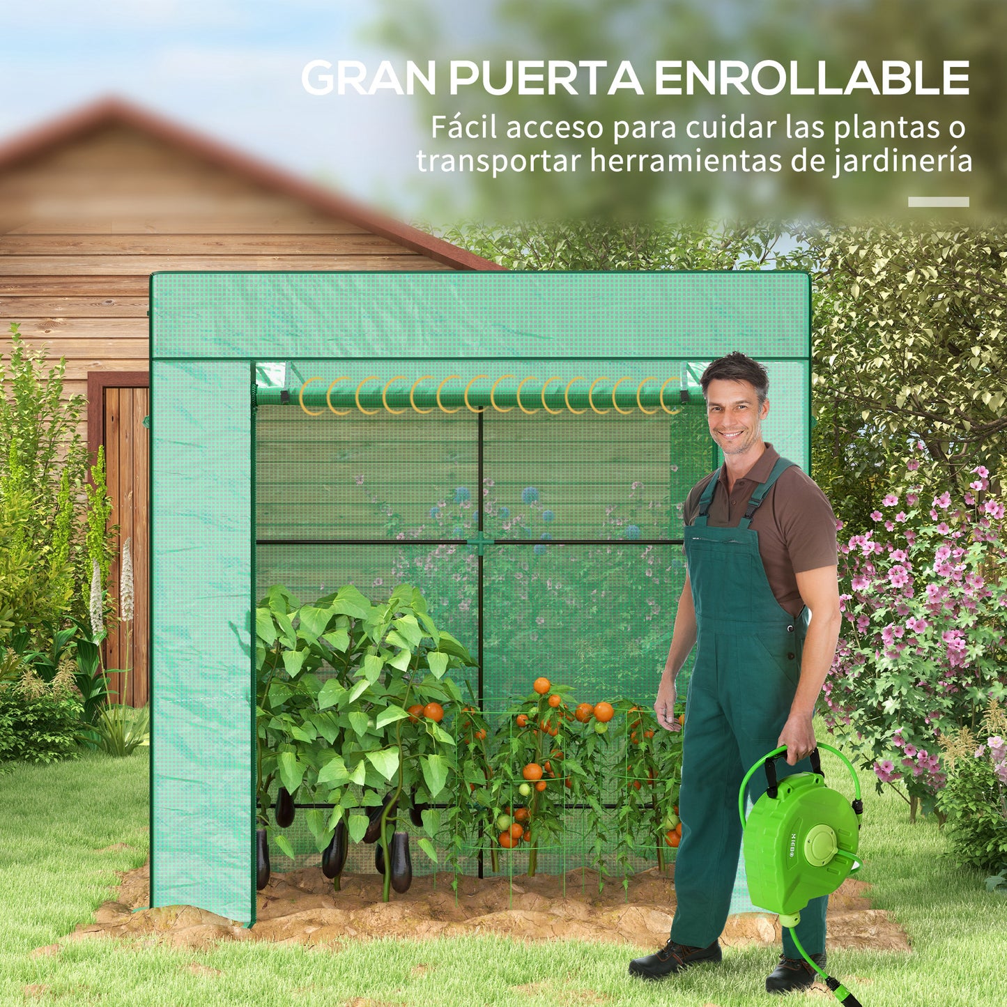 Outsunny Invernadero Pequeño Con Ventanas De Malla 196x77x197 Cm Verde_4