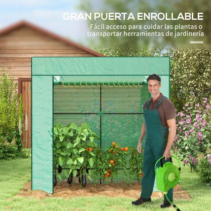 Outsunny Invernadero Pequeño Con Ventanas De Malla 196x77x197 Cm Verde_4