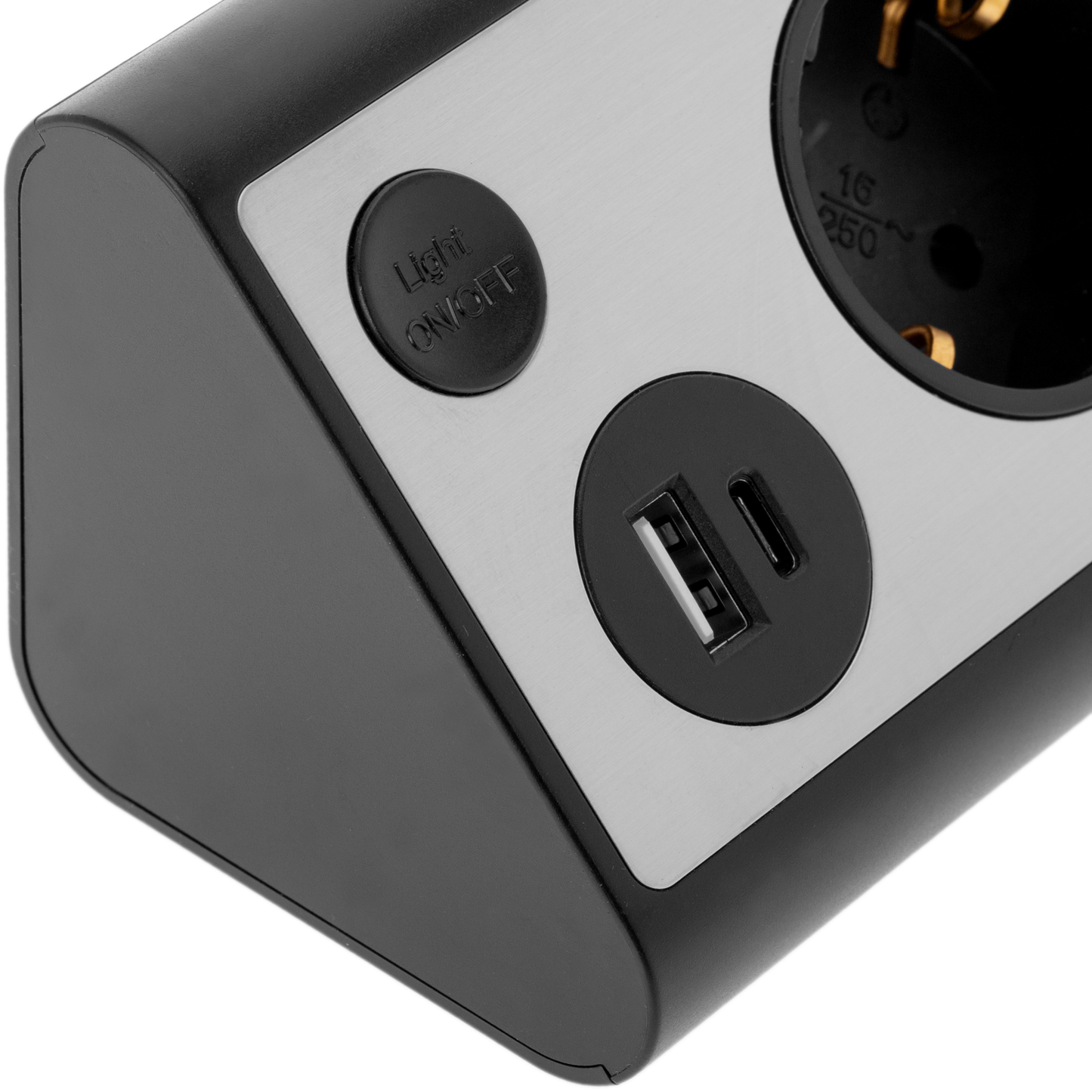 Regleta Sobremesa De 3 Enchufes Schuko Con 1 Puerto Usb Y 1 Usb-c Negro_1