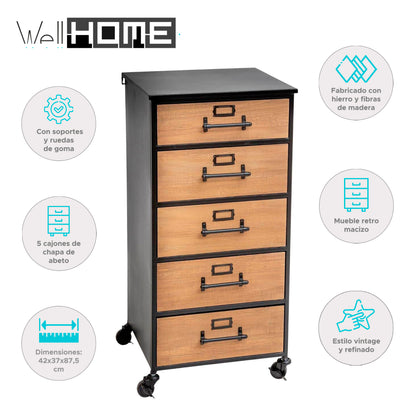 Wellhome Cajonera Archivos Retro Metal Y Madera