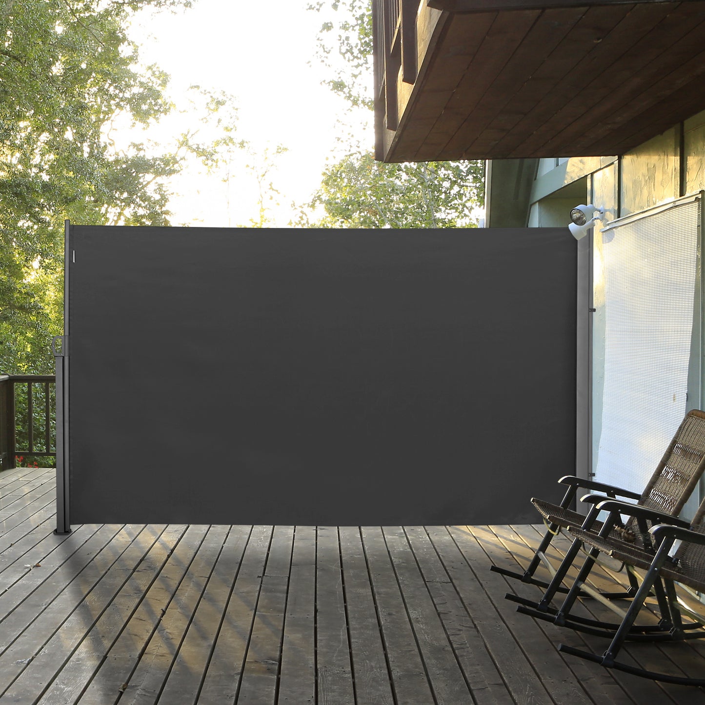 Outsunny Toldo Lateral Retráctil 300x180 Cm Pantalla Enrollable Para Jardín Gris_1
