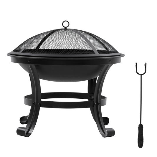 Outsunny Brasero Exterior De Acero Con Protector De Chispas Ø55x50 Cm Negro_0