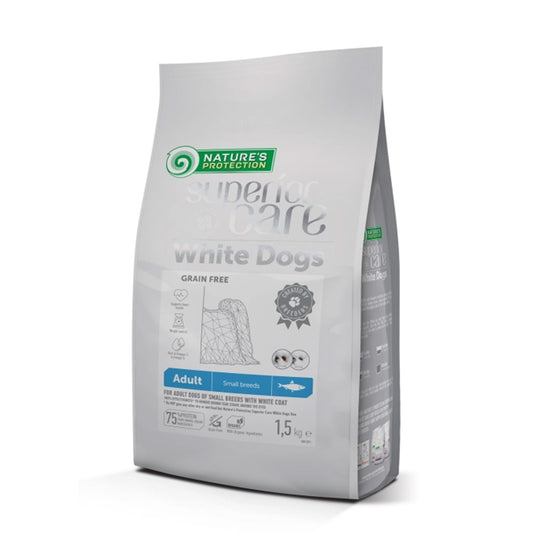 Nature's Protection White Dog Pienso grain free Arenque adulto razas pequeñas 1,5 Kg