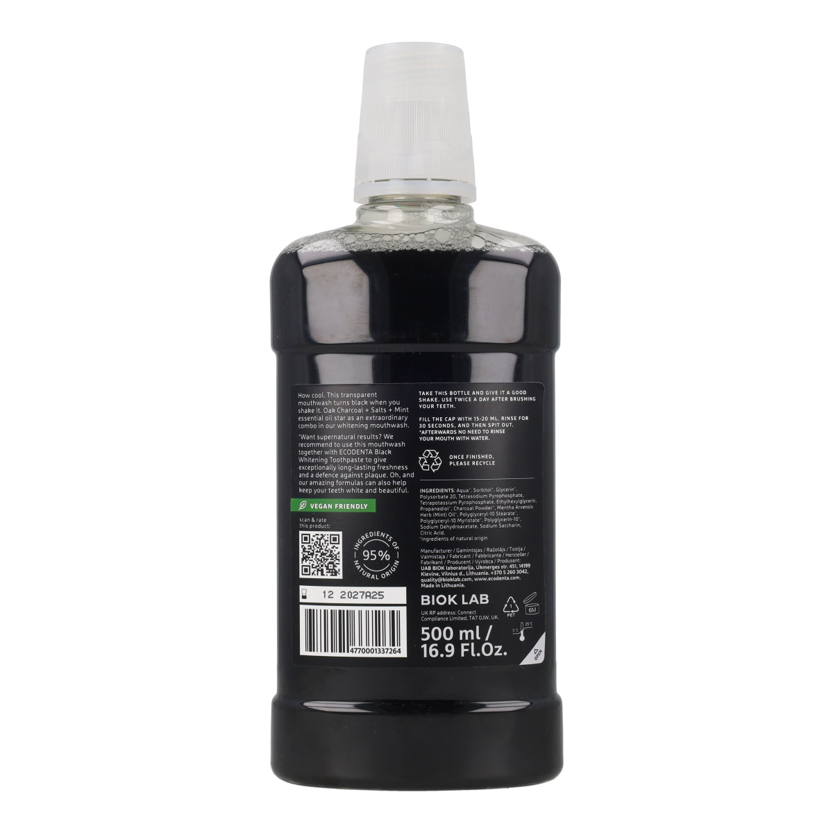 Enjuague bucal Blanqueador con Carbón Activo EcoDenta 500 ml