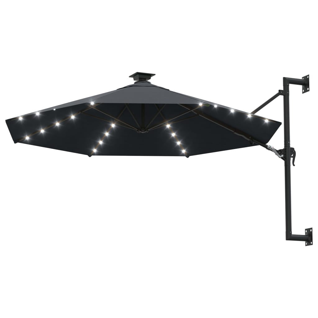 Vidaxl Sombrilla De Jardín De Pared Con Luces Led Antracita 300 Cm_1