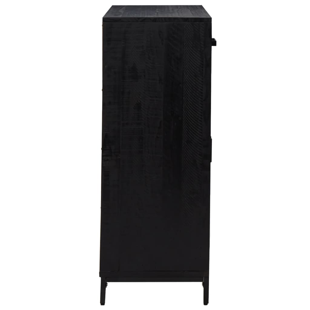 Zapatero De Madera Maciza De Pino Negro 75x40x110 Cm / Vetonek_0