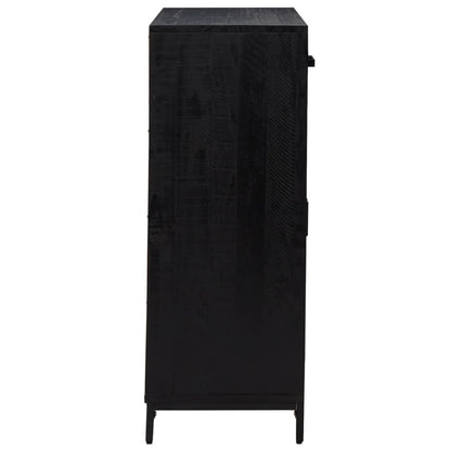 Zapatero De Madera Maciza De Pino Negro 75x40x110 Cm / Vetonek_0