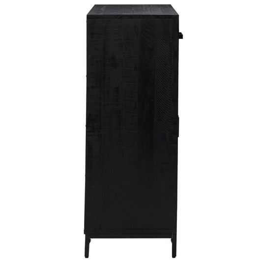 Zapatero De Madera Maciza De Pino Negro 75x40x110 Cm / Vetonek_0