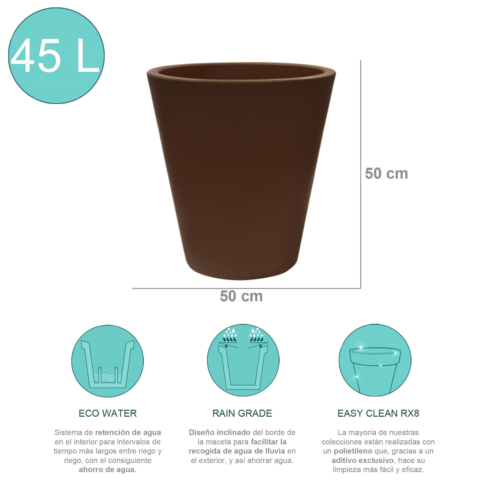 Macetero De Polietileno Bronce 50x50 Cm_1