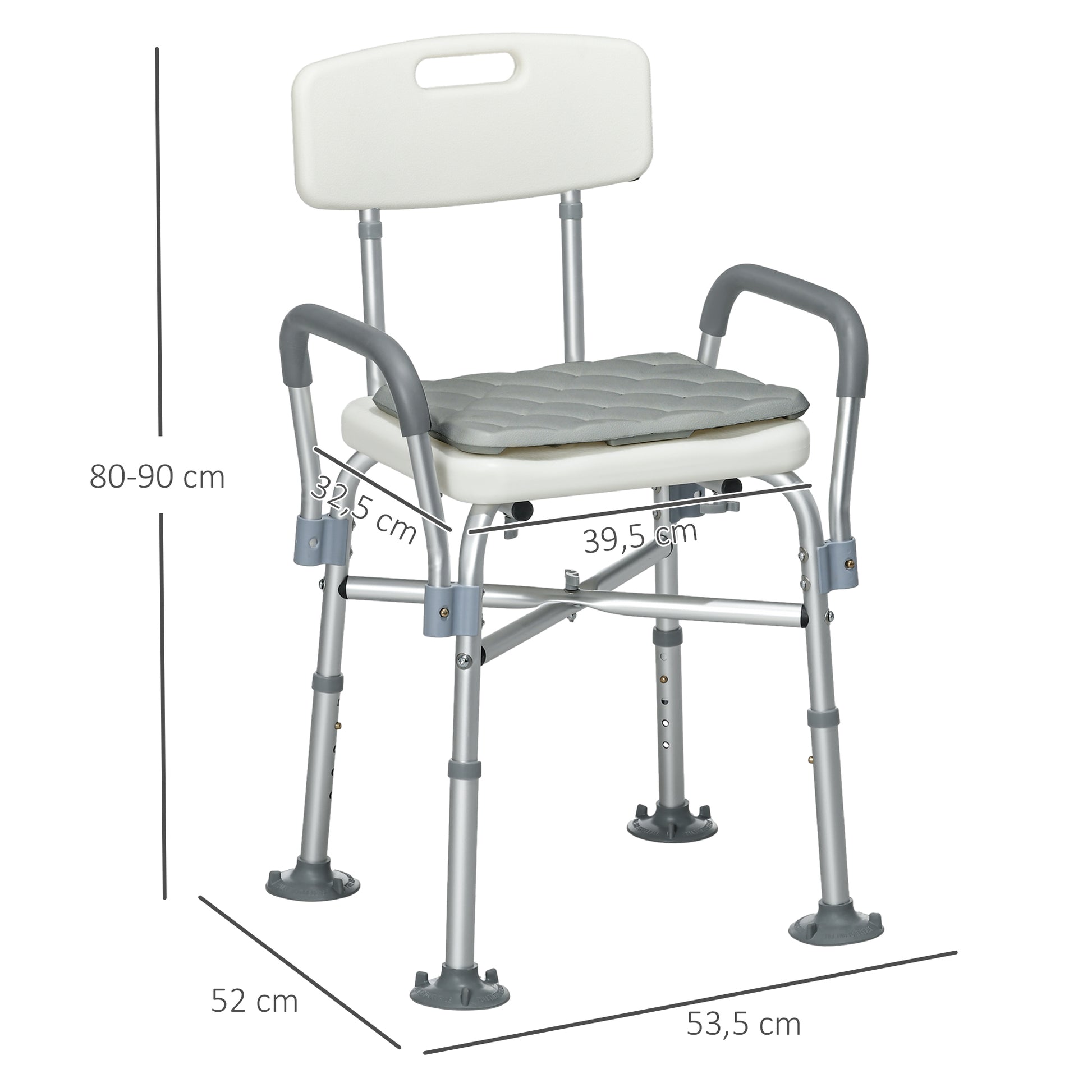 Homcom Silla Ducha Personas Mayores Con Respaldo Y Reposabrazos Gris_2