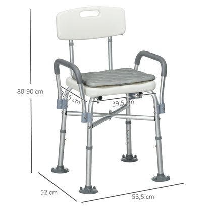 Homcom Silla Ducha Personas Mayores Con Respaldo Y Reposabrazos Gris_2