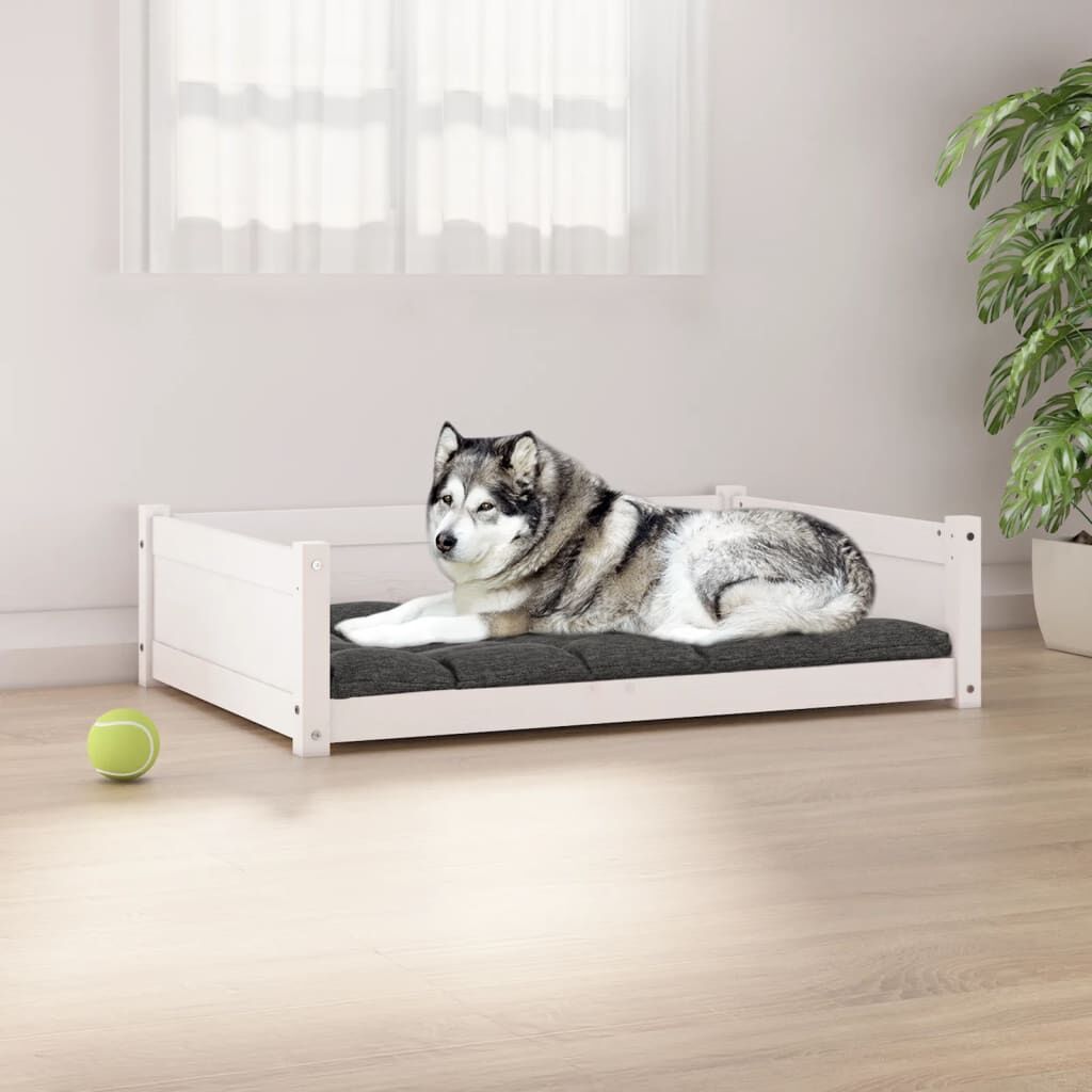 Vidaxl Cama Para Perros Madera Maciza De Pino Blanco 105,5x75,5x28 Cm_1