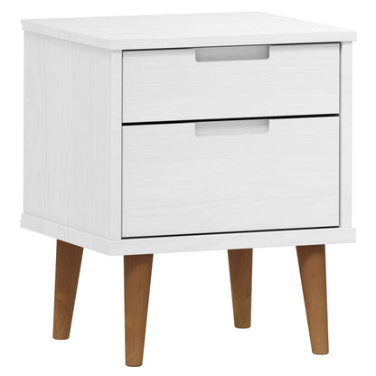 Mesita De Noche Molde Madera Maciza De Pino Blanca 40x35x48 Cm_0