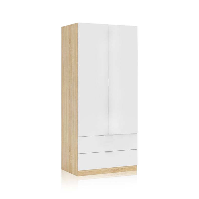 Armario Lark 2 Puertas 2 Cajones Melamina, Blanco Artik, 81,5 X 180 X 52_0