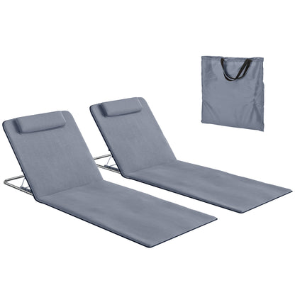 Outsunny Conjunto De 2 Esterillas De Playa Plegable 134x48x33-43 Cm Gris_0
