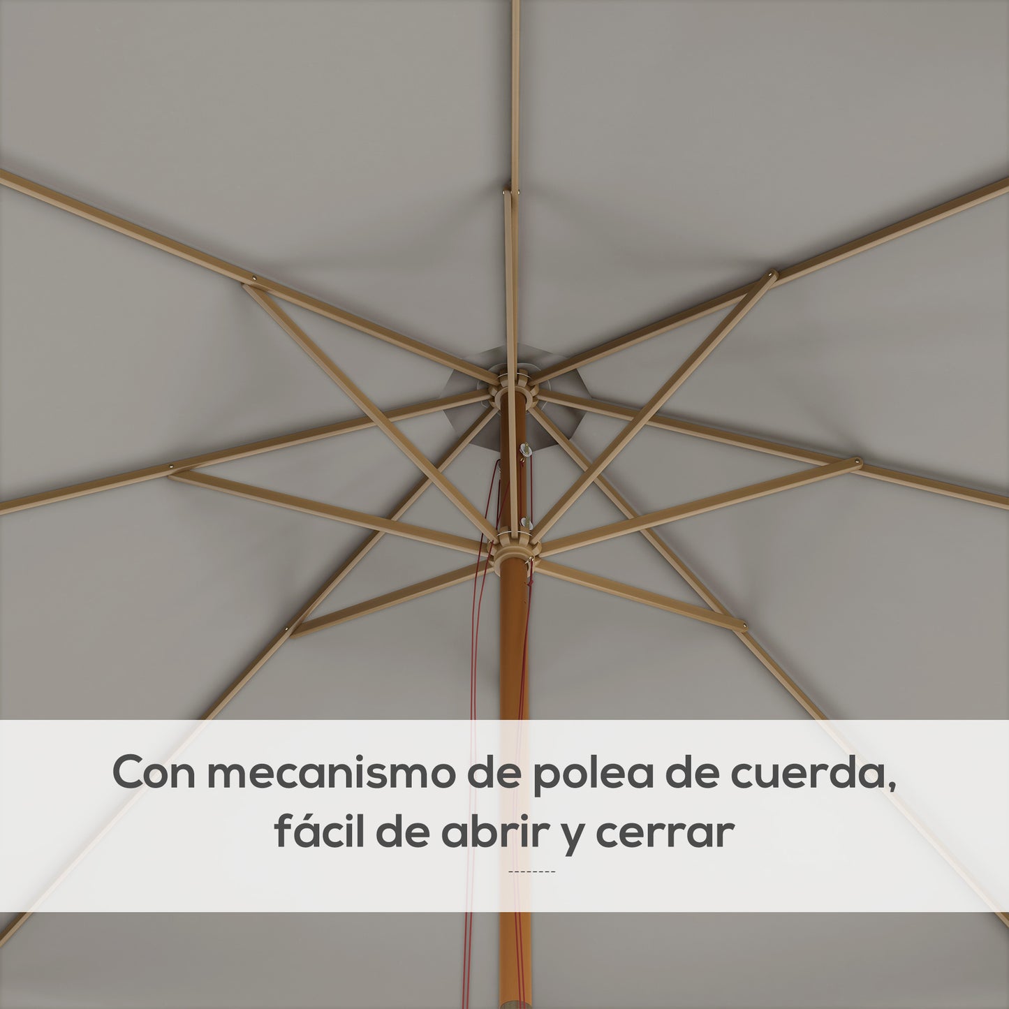 Outsunny Sombrilla De Jardín Ø325cm Con Sistema De Polea Techo Ventilado Gris_4