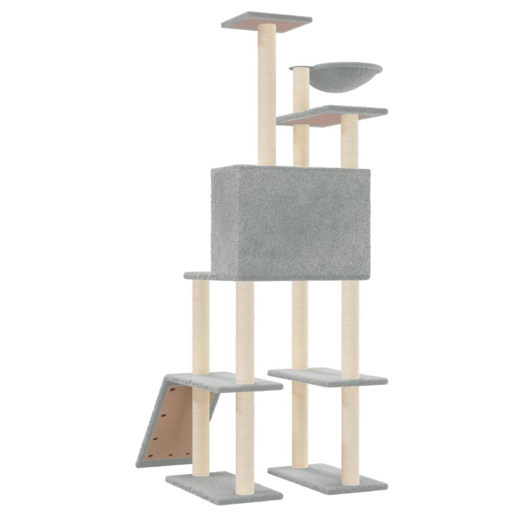 Vidaxl Rascador Para Gatos Con Postes De Sisal Gris Claro 166 Cm_4