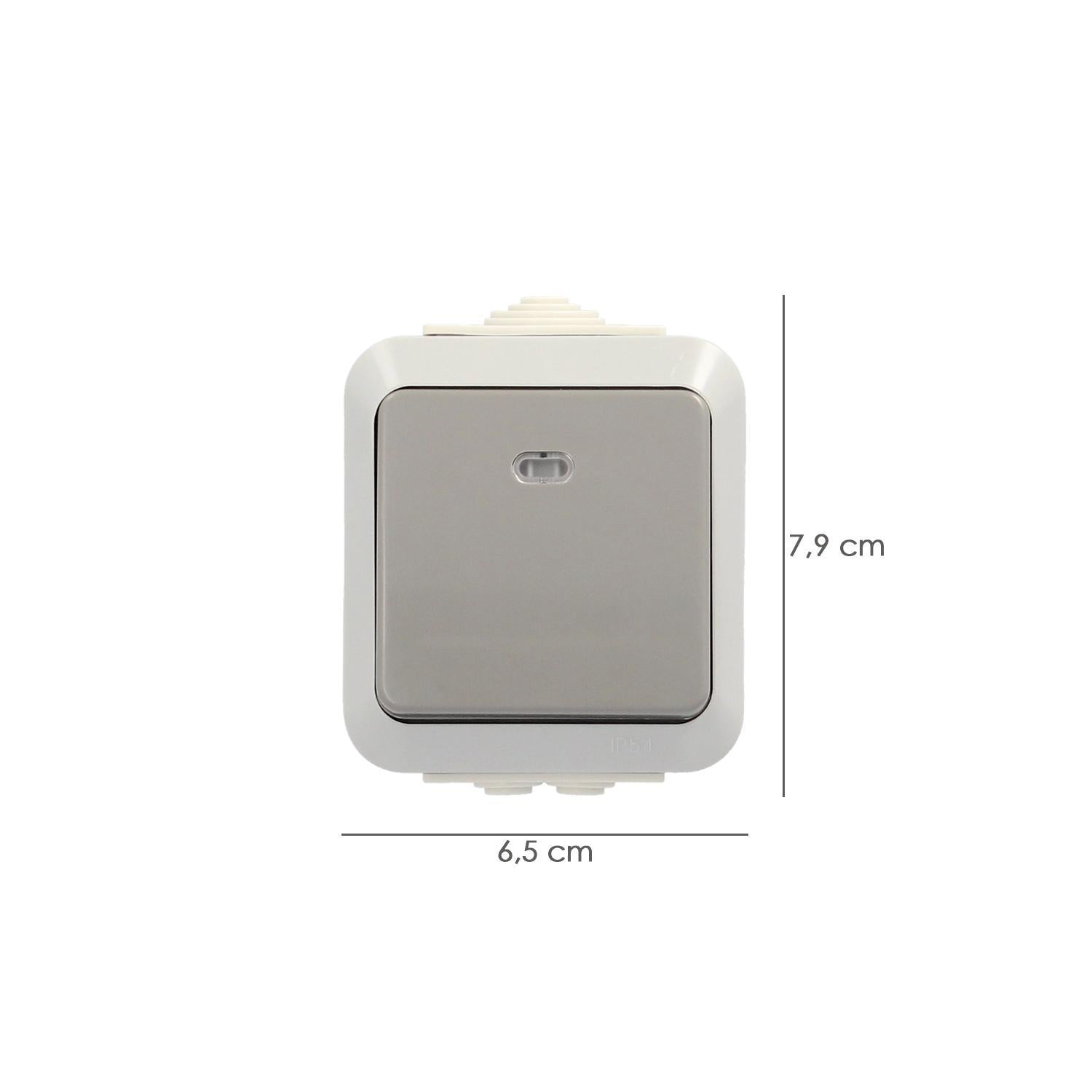 Pulsador Oryx Con Luz Y Tapa Gris